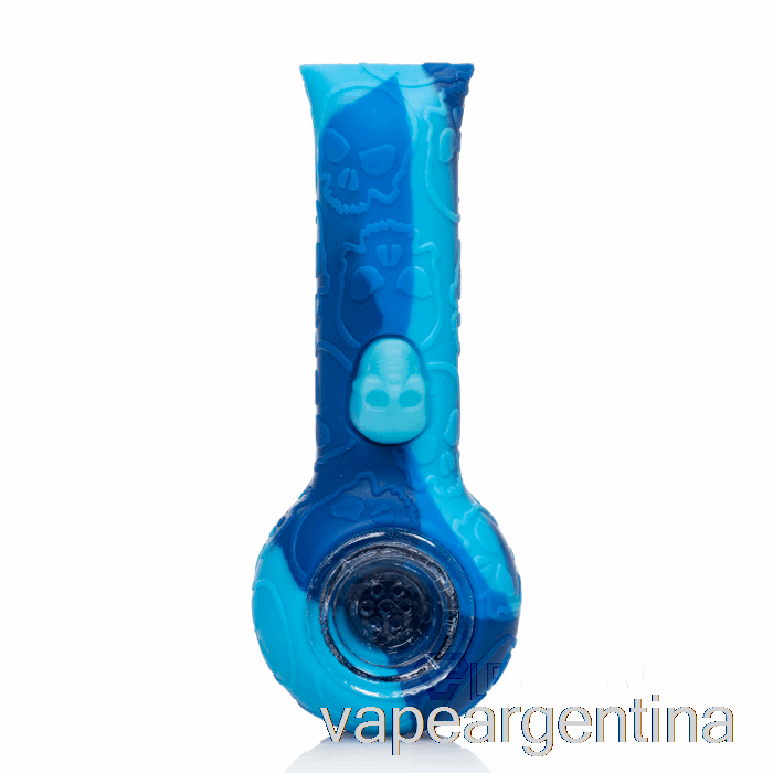 Pipa De Mano De Calavera De Silicona Estratus Mármol Azul (azul Bebé / Azul) Vape Argentina